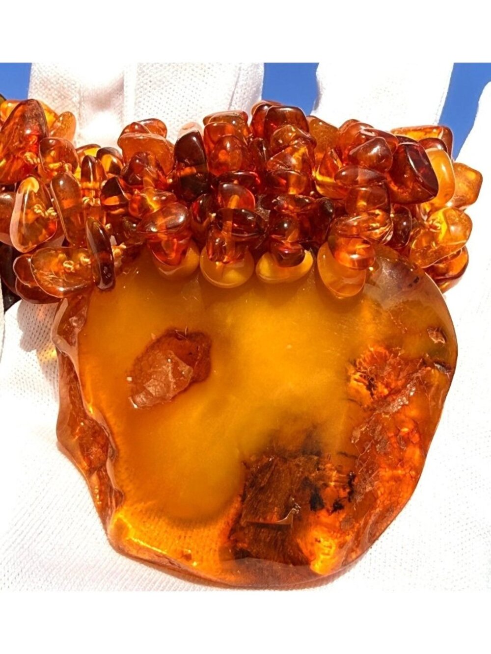 Vintage Genuine Amber Necklace Honey Butterscotch Multi Strand Pendant 20” 79g - Picture 4 of 16